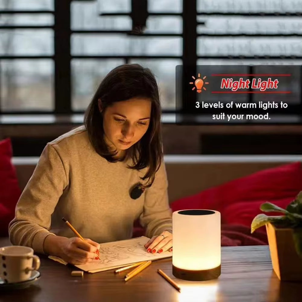 Bedside Table Lamp with Timer Modern Decorative Light 3000K Desk Reading Light Touch Sensor for Bedroom Living Room